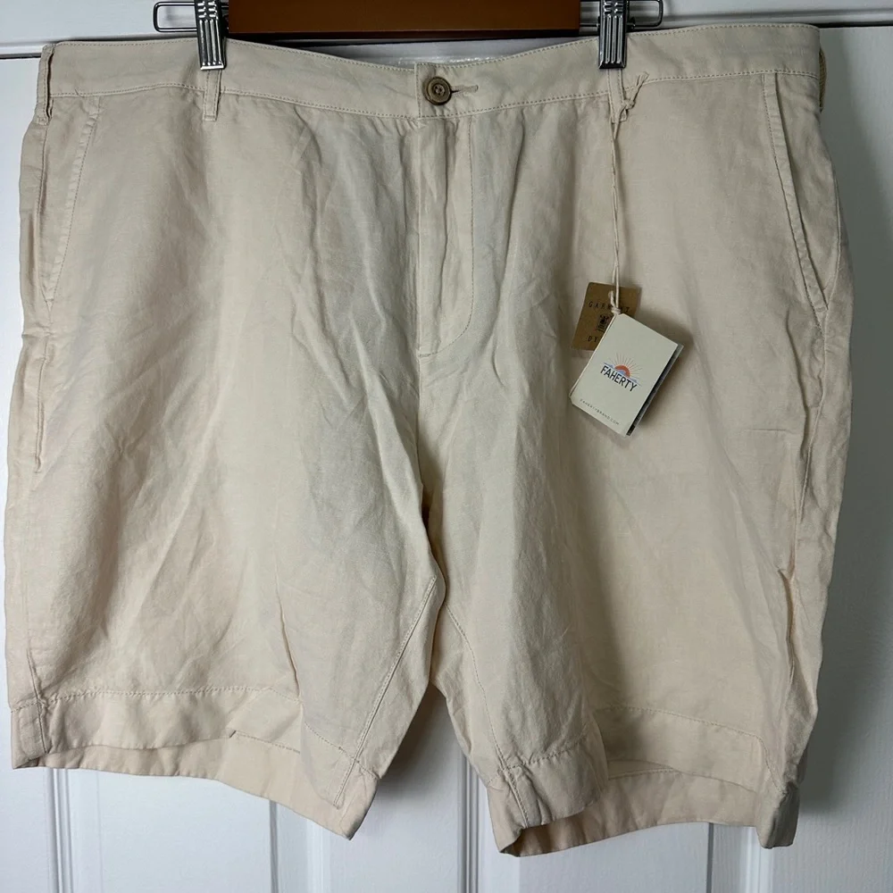 Faherty Malibu Linen & Cotton Chino Stone Shorts Men’s Size 40 NEW with Tags